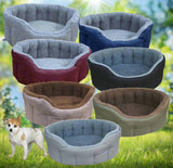 Premium Oval Bolster Style Heavy Duty Fleece Lined Machine Washable Dog Bed